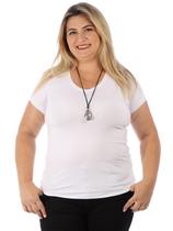 Blusa Plus Size Feminina Visco Flame Decote V. Lisa Branca