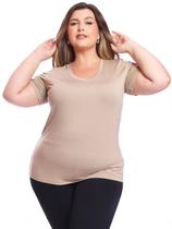 Blusa Plus Size Feminina Viscolycra Manga Curta Gola V Lisa - Anistia Modas