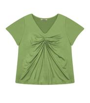Blusa Plus Size Franzida no Busto Rovitex em Poliéster com Elastano Blusa Plus Size Franzida no Busto Rovitex em Poliéster com Elastano