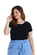 Blusa Plus Size Lunender Canelada Preto Blusa Plus Size Lunender Canelada Preto