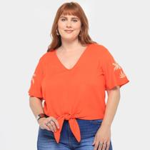 Blusa Plus Size Lunender Nó Frontal Feminina