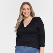 Blusa Plus Size Maelle Manga Longa Feminina Blusa Plus Size Maelle Manga Longa Feminina