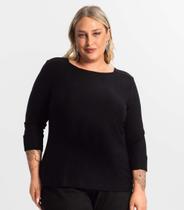 Blusa Plus Size Manga 3/4 Feminina Secret Glam Ref: S01736 Blusa Plus Size Manga 3/4 Feminina Secret Glam Ref: S01736