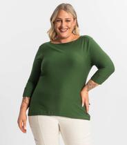 Blusa Plus Size Manga 3/4 Secret Glam Verde Blusa Plus Size Manga 3/4 Secret Glam Verde