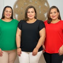 Blusa Plus Size Manga Dupla Princesa Soltinha Elegante Festa GG G1 G2 G3 Feminina Verão Trabalho