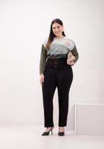Blusa Plus Size Manga Longa Mullet Lunender 69169