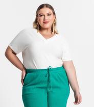 Blusa Plus Size Manga Morcego Secret Glam Bege