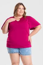 Blusa Plus Size Mangas Godê Detalhe Gota Decote c/ Corrente de Metal - Serena