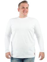 Blusa Plus Size Masculina Lisa Elastano Manga Longa Branca Blusa Plus Size Masculina Lisa Elastano Manga Longa Branca