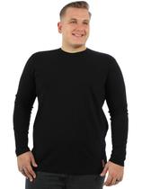 Blusa Plus Size Masculina Lisa Elastano Manga Longa Preta