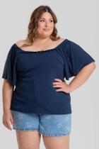 Blusa Plus Size Ombro a Ombro Detalhe Renda Decote - Serena Blusa Plus Size Ombro a Ombro Detalhe Renda Decote - Serena