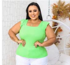 Blusa Plus Size Regata com Babado - Tamanhos 46 ao 52