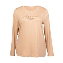 Blusa Plus Size Secret Glam Manga Longa Marrom Claro