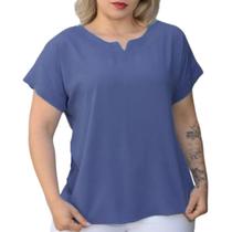 Blusa Plus Size Social Feminina Manga Curta Soltinha Tecido Viscolinho Blusa Plus Size Social Feminina Manga Curta Soltinha Tecido Viscolinho