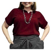 Blusa Plus Size Social Feminina Manga Curta Soltinha Tecido Viscolinho Blusa Plus Size Social Feminina Manga Curta Soltinha Tecido Viscolinho