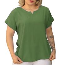 Blusa Plus Size Social Feminina Manga Curta Soltinha Tecido Viscolinho Blusa Plus Size Social Feminina Manga Curta Soltinha Tecido Viscolinho