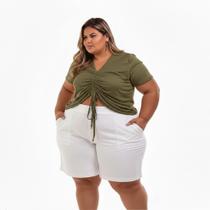 Blusa PLUS SIZE suede cropped franzida do tam 46 ao 60 Blusa PLUS SIZE suede cropped franzida do tam 46 ao 60