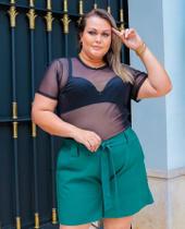 Blusa Plus Size Transparente Brilho Lurex