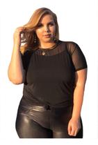 Blusa Poá Tule Transparente Bolinha Plus Size Grande - PLUS MESMO E DAÍ