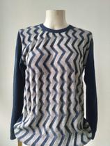 Blusa Poli Zigue-zague Azul marinho Blusa Poli Zigue-zague Azul marinho