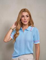 Blusa Polo Barbie V.Tricot _Azul Claro Blusa Polo Barbie V.Tricot _Azul Claro