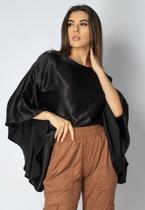 Blusa Poncho Baguari Amplo Preta Estelar