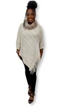 Blusa Poncho Gola Alta Felpuda com ponta Moda Feminina