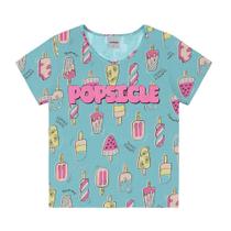 Blusa ppa est popsicle azul 1 manga curta com decote careca E estampa corrida Blusa ppa est popsicle azul 1 manga curta com decote careca E estampa corrida