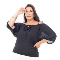 Blusa Preta Ciganinha Plus Size Feminina Soltinha Elegante Exclusiva Lançamento