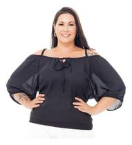 Blusa Preta Ciganinha Plus Size Feminina Soltinha Elegante Exclusiva Lançamento Blusa Preta Ciganinha Plus Size Feminina Soltinha Elegante Exclusiva Lançamento
