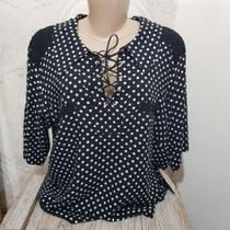 blusa preta de bolinha