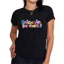 Blusa preta de professora camiseta babylook educação infantil uniforme escola - RV Tshirts