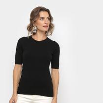 Blusa Preta Lisa Basica Feminina TAM P