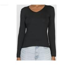 Blusa Preta Manga Longa com Decote em V