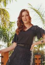 Blusa preta rendas fascinius