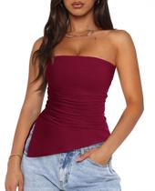 Blusa PRETTYGARDEN 2025 Verano Strapless con Frunces M
