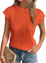 Blusa PRETTYGARDEN Laranja Manga Curta Texturizada XXL