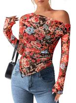 Blusa PRETTYGARDEN Ombro a Ombro Floral Tie Dye em Tule XS