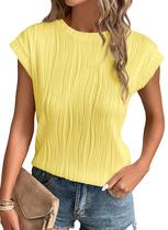 Blusa PRETTYGARDEN Primavera Verão 2025 Manga Curta Amarela P Blusa PRETTYGARDEN Primavera Verão 2025 Manga Curta Amarela P