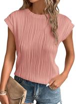 Blusa PRETTYGARDEN Texturizada com Manga Curta Rosa G Blusa PRETTYGARDEN Texturizada com Manga Curta Rosa G