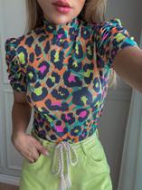 Blusa princesa gola alta tl animal print neon Blusa princesa gola alta tl animal print neon