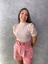 Blusa princesa gola alta tl corações rose