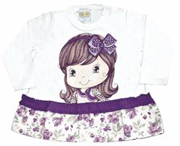 Blusa Princesa Manga Longa Bebê C/ Babado P AO G linda