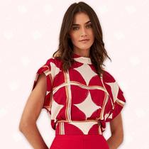 Blusa Quadrada Estampada - Moda Casual Chic Blusa Quadrada Estampada - Moda Casual Chic
