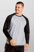 Blusa Raglan Manga Longa Mescla com Manga Preta 100% Poliéster - Estilo e Conforto