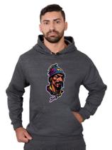 Blusa Rapper Moletom Masculina Desenho 3D Com Bolso e Capuz Chumbo Blusa Rapper Moletom Masculina Desenho 3D Com Bolso e Capuz Chumbo