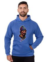 Blusa Rapper Moletom Masculina Desenho 3D Com Bolso e Capuz Royal