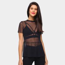 Blusa Recoletta Peplum Tule Poá Feminina