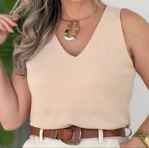 Blusa Regata Alça Grossa tecido duna feminina