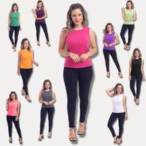 Blusa Regata Alça Larga Várias Cores Lisa Ribana Casual Blusa Regata Alça Larga Várias Cores Lisa Ribana Casual